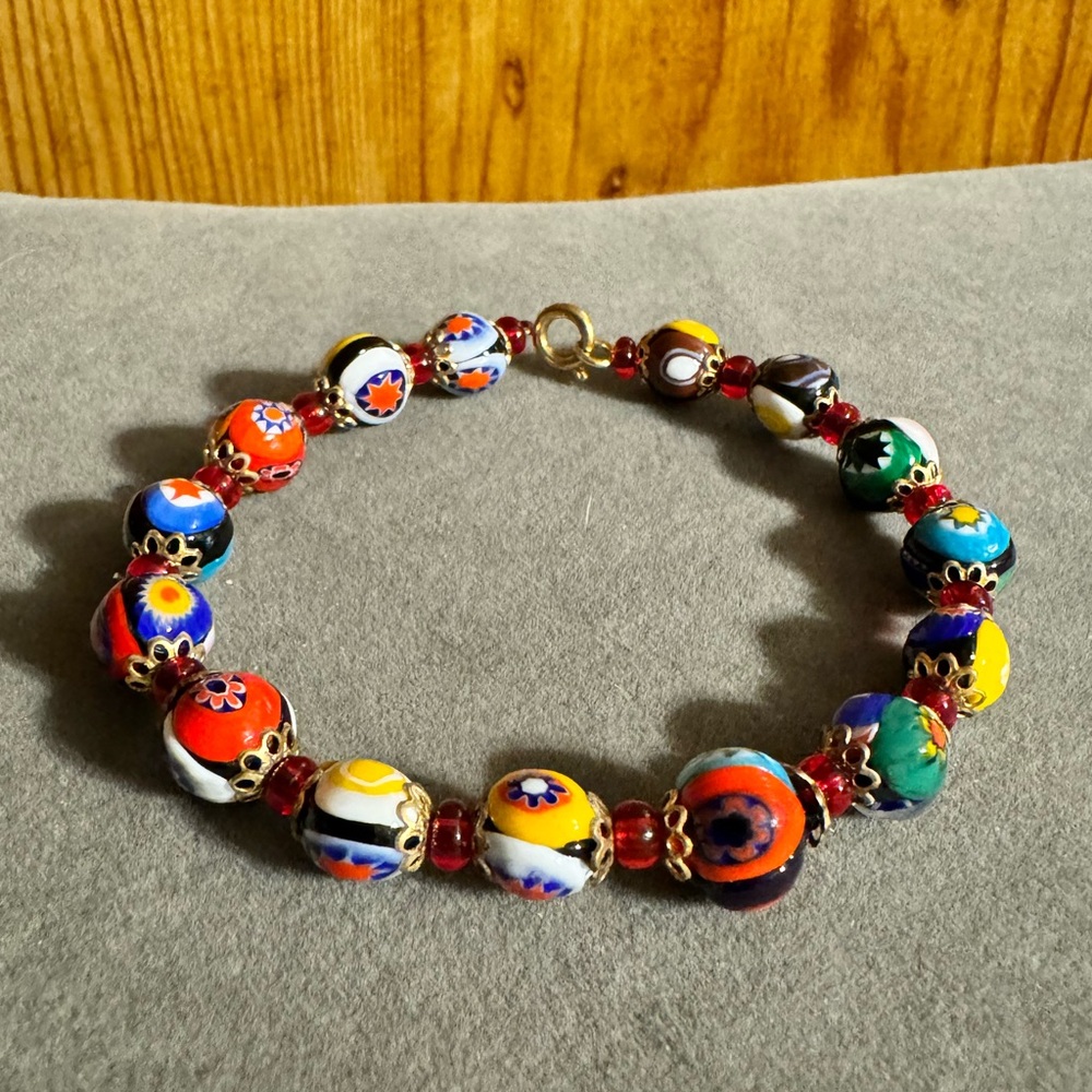 Venetian Millifiori Glass Beaded Bracelet
